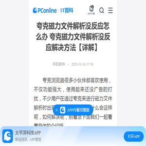 夸克磁力文件解析没反应怎么办 夸克磁力文件解析没反应解决方法【详解】-太平洋IT百科手机版